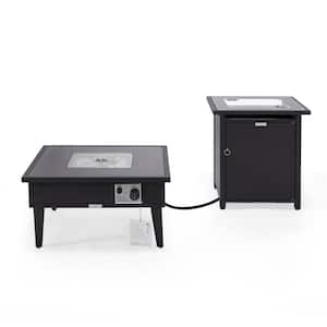 Walbrooke Patio Square Fire Pit and Tank Holder (Black)
