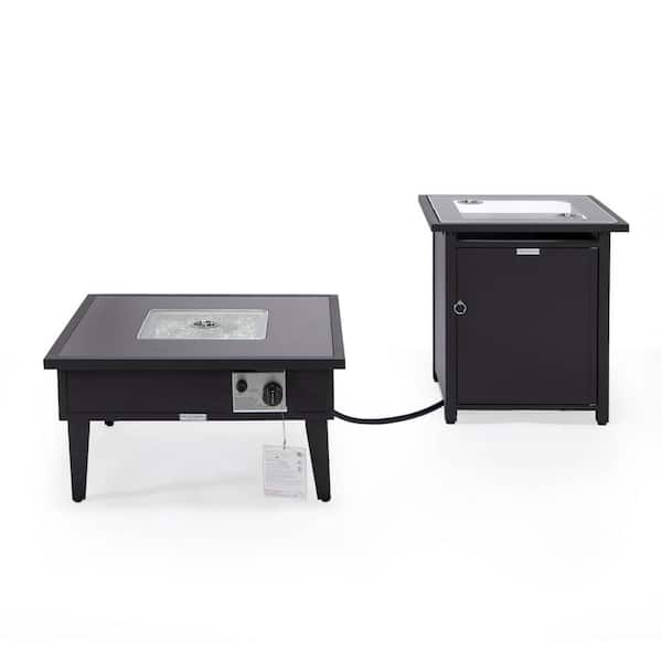 Leisuremod Walbrooke Patio Square Fire Pit and Tank Holder (Black)
