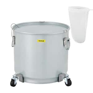 Fryer Grease Bucket 10.6 Gal. Coated Carbon Steel Oil Filter Pot Transport Container with Lid Lock Clip Nylon Filter Bag