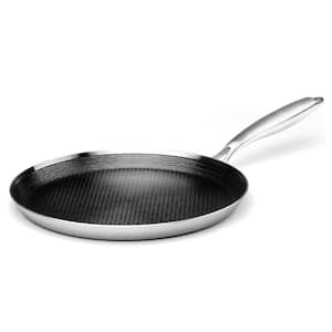 12 in. Stainless Steel Nonstick Eco-Friendly Honeycomb Coating Crepe Pan Induction Compatible with Stay Cool Handle