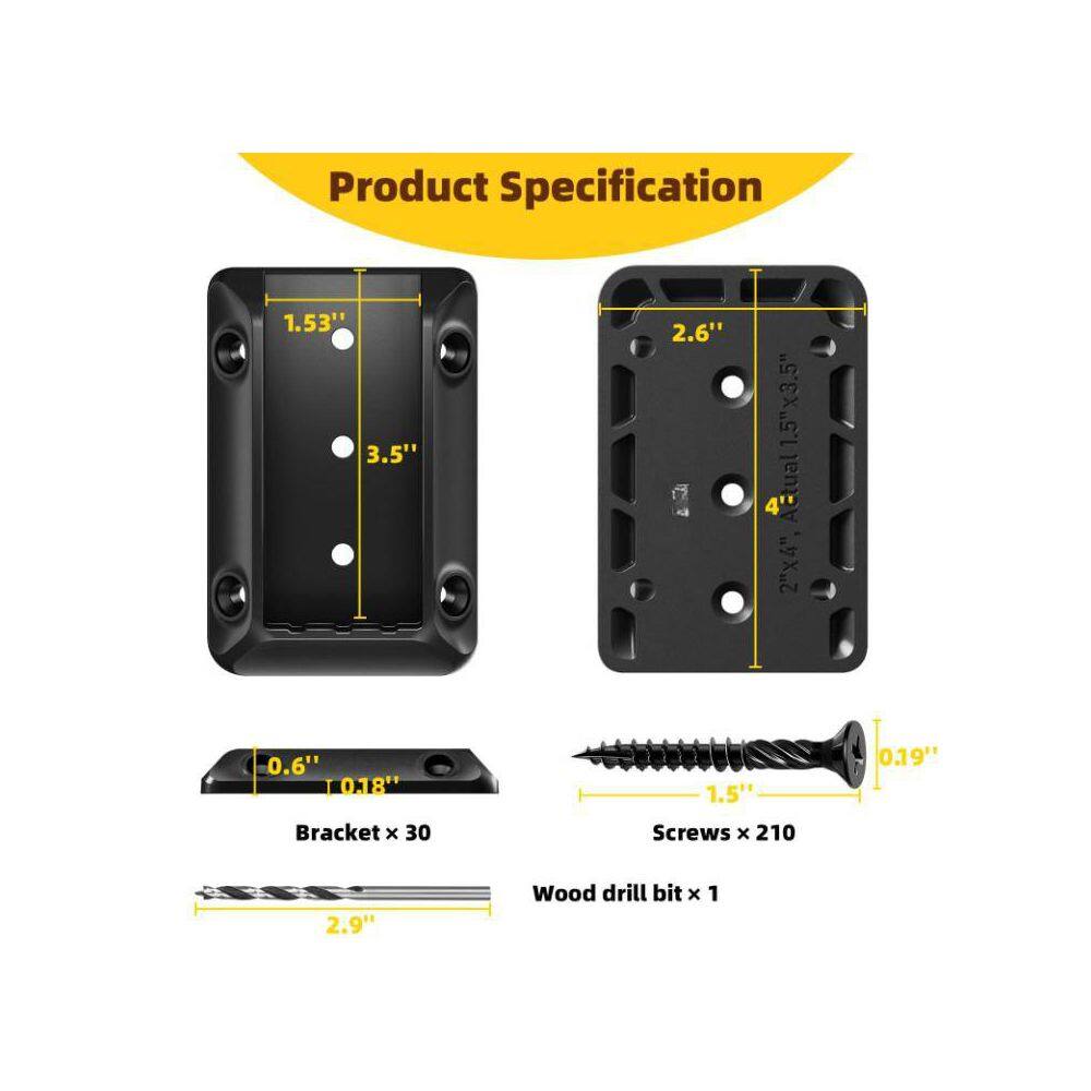 Black Nylon Deck Railing Bracket Connectors with Galvanized Screws