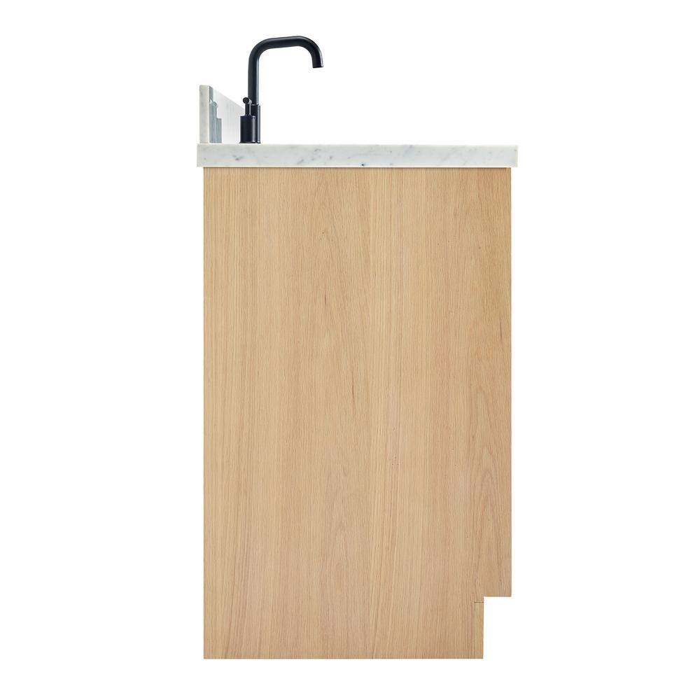 Kelly 55" White Oak Single Sink Vanity with Marble Top