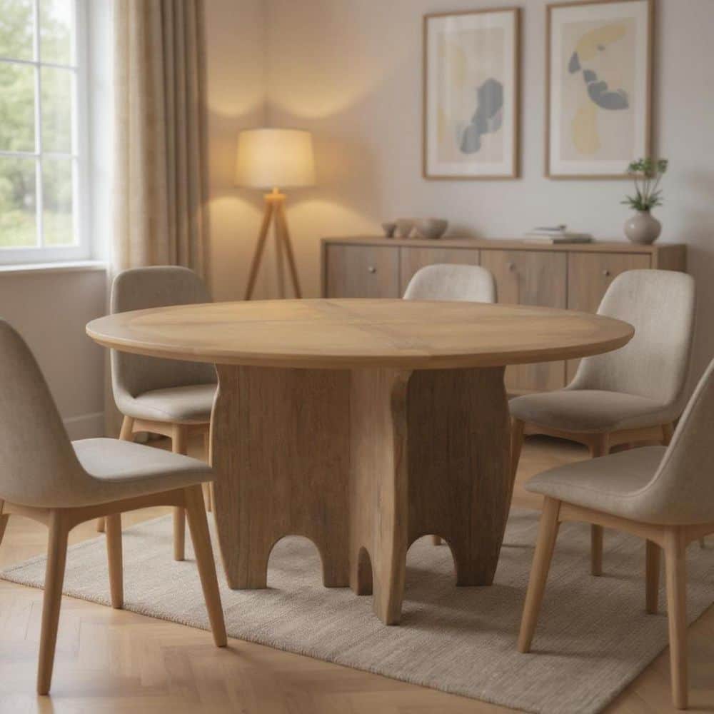 HomeRoots Brown Wood 59.00 in. Pedestal Base Dining Table Seats 4 ...