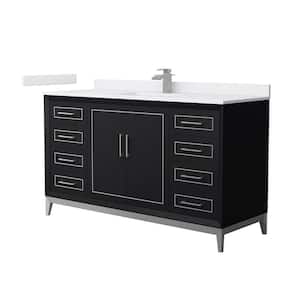 Marlena 60 in. W x 22 in. D x 35.25 in. H Single Bath Vanity in Black with White Cultured Marble Top