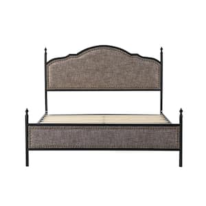 Florentin 56.2 in. W x 78.3 in. D x 43.7 in. H Brown Bed with Metal Legs