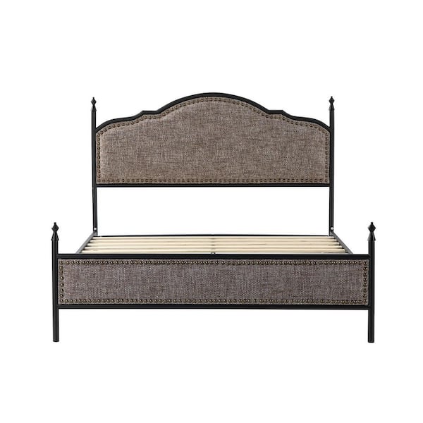 ARTFUL LIVING DESIGN Florentin 56.2 in. W x 78.3 in. D x 43.7 in. H Brown Bed with Metal Legs