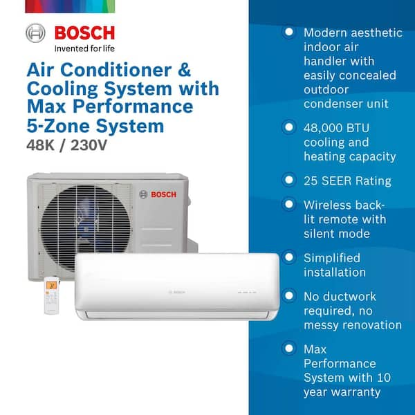 Bosch Gen 2 48,000 BTU 4 Ton 5-Zone Ductless Mini Split Air