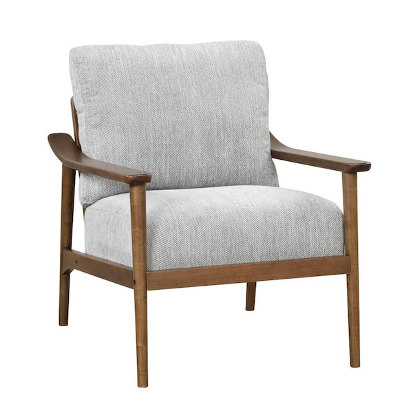 Brayden Accent Chair Gray Fabric | Brown Wood