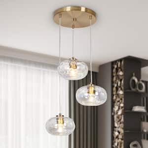 Chrysaorican 3-Light Plating Brass Cluster Chandelier with Iridescent Glass Globes and No Bulb Included