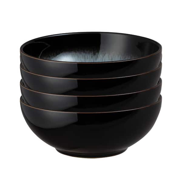 Stoneware Halo Coupe 27.7 fl. oz. Multi-Colored Blue - Black Cereal Bowls (Set of 4)