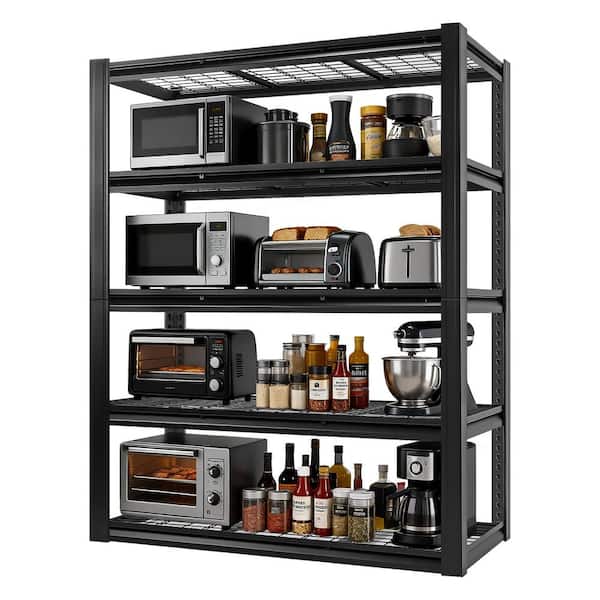 5 -Tier Black Adjustable Metal Storage Shelving Unit, , Rust-Proof Organizer (60  in. W x 72 in. H x 23.6 in. D)