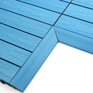 1/6 ft. x 1 ft. Quick Deck Composite Deck Tile Inside Corner Fascia in Caribbean Blue (2-Pieces/Box)