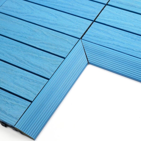 NewTechWood 1/6 ft. x 1 ft. Quick Deck Composite Deck Tile Inside Corner Fascia in Caribbean Blue (2-Pieces/Box)