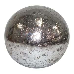 12 in. Distressed Silver Sphere Glass
