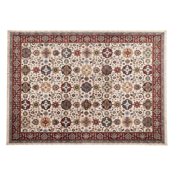 Home Decorators Collection Earltown Ivory/Rust 1 ft. 10 in. X 7 ft. Oriental Polyester Runner Rug