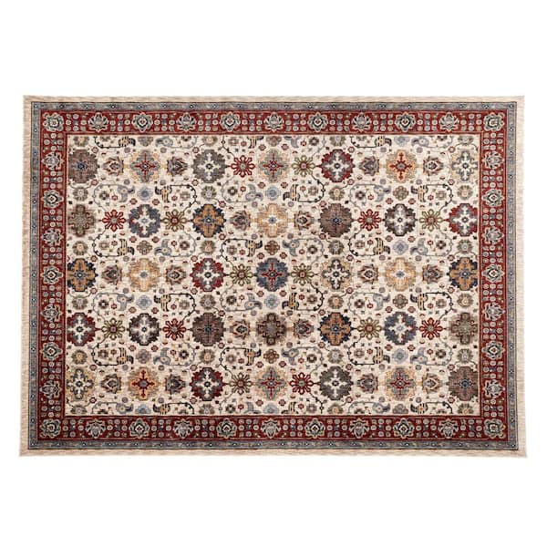 Home Decorators Collection Earltown Ivory/Rust 5 ft.3 in. X 7 ft. 3 in. Oriental Polyester Area Rug