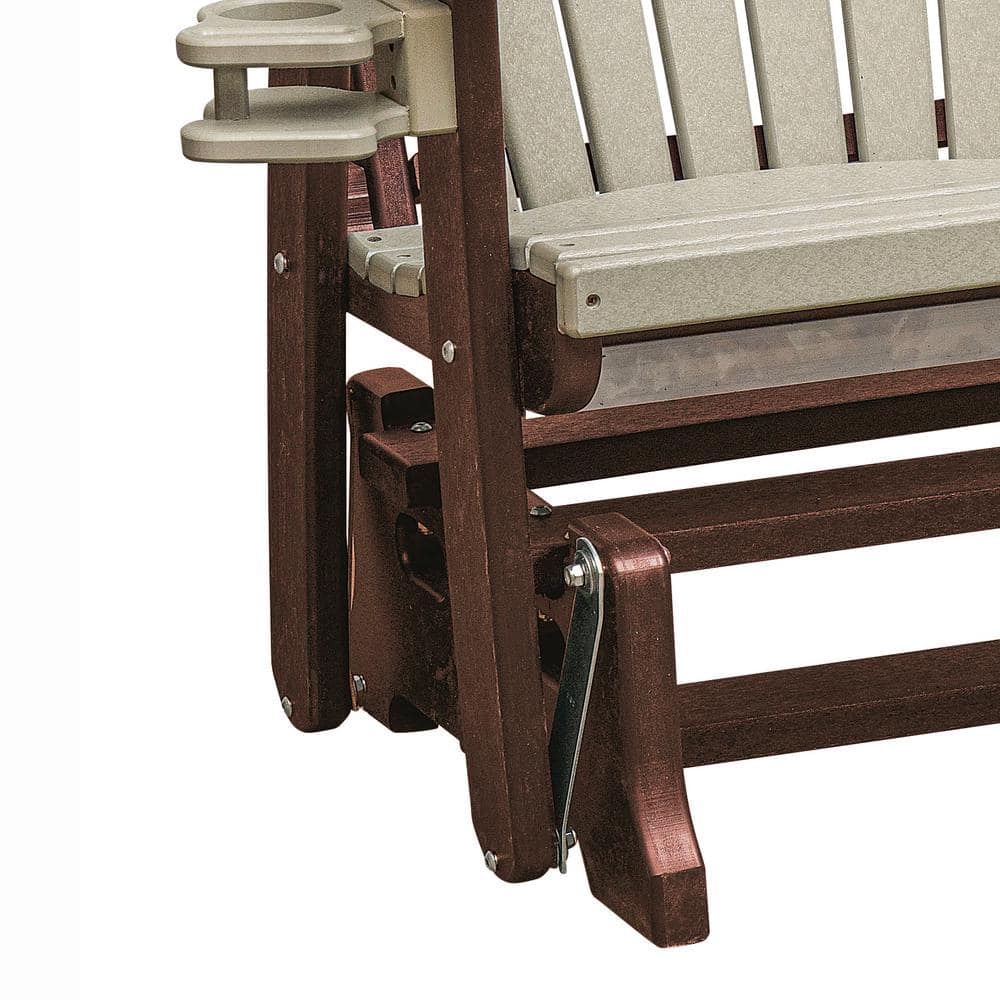 Weatherwood and Tudor Brown Outdoor Gliding Bench with Cupholders