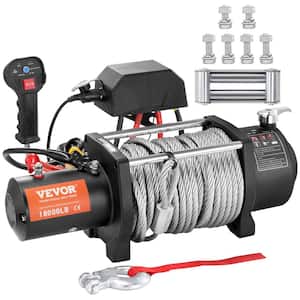 Electric Winch 18,000 lbs. Load Capacity ATV 85 ft. Steel Rope Winch with Wireless Handheld Remote and 4-Way Fairlead
