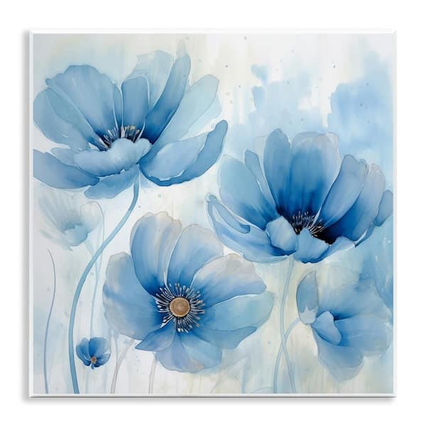 Stupell Industries Blue Poppies Ombre by Irena Orlov Unframed Nature Graphic Art Print 12 in. x 12 in.