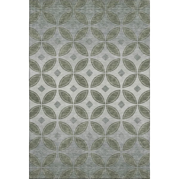 Mayfield Premium Machine Washable Abstract AMF2423 Basil 10 ft. x 14 ft. Area Rug