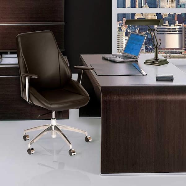 Armen Living Argo 42 in. Black Faux Leather and Chrome Finish Contemporary Office Chair