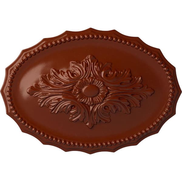 Ekena Millwork 1-1/2 in. x 16-7/8 in. x 11-3/4 in. Polyurethane Oxford Ceiling Medallion, Firebrick