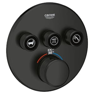 Grohtherm Smart Control Triple Function 1-Handle Thermostatic Trim Kit with Control Module in Matte Black