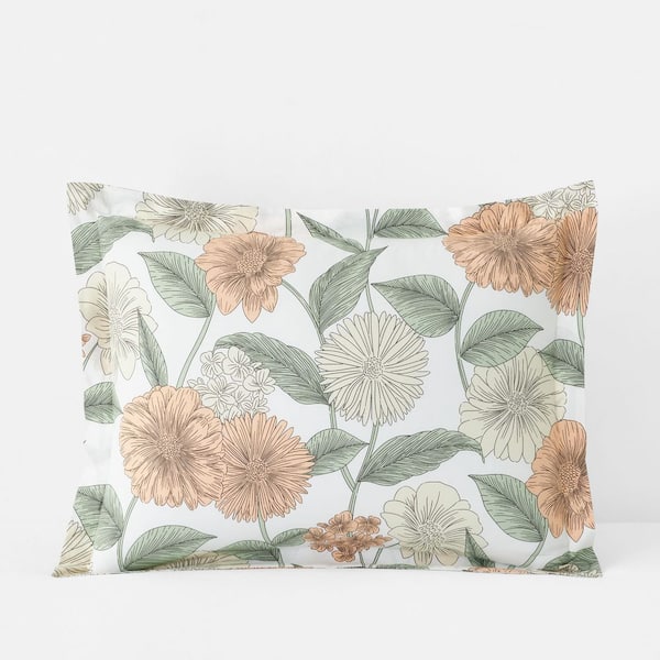 The Company Store Company Cotton Meadow Blooms Ivory Multi Cotton Percale King Sham