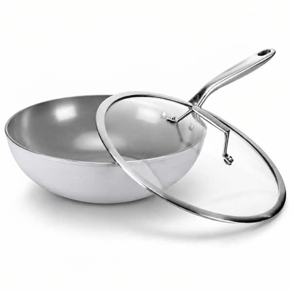 12 in Ceramic Nonstick Wok with Glass Lid, Forged Aluminum, Induction Ready, Oven Safe, Made in Korea