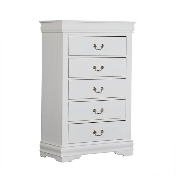 Furniture of America Burkhart White 5-Drawer 31.5 in. Wide Chest of ...