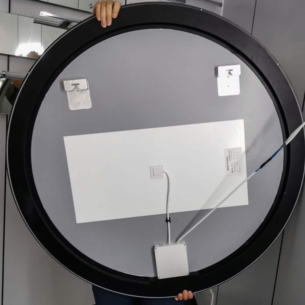 Elegant 28" Round Frameless LED Bathroom Mirror with Touch Sensor