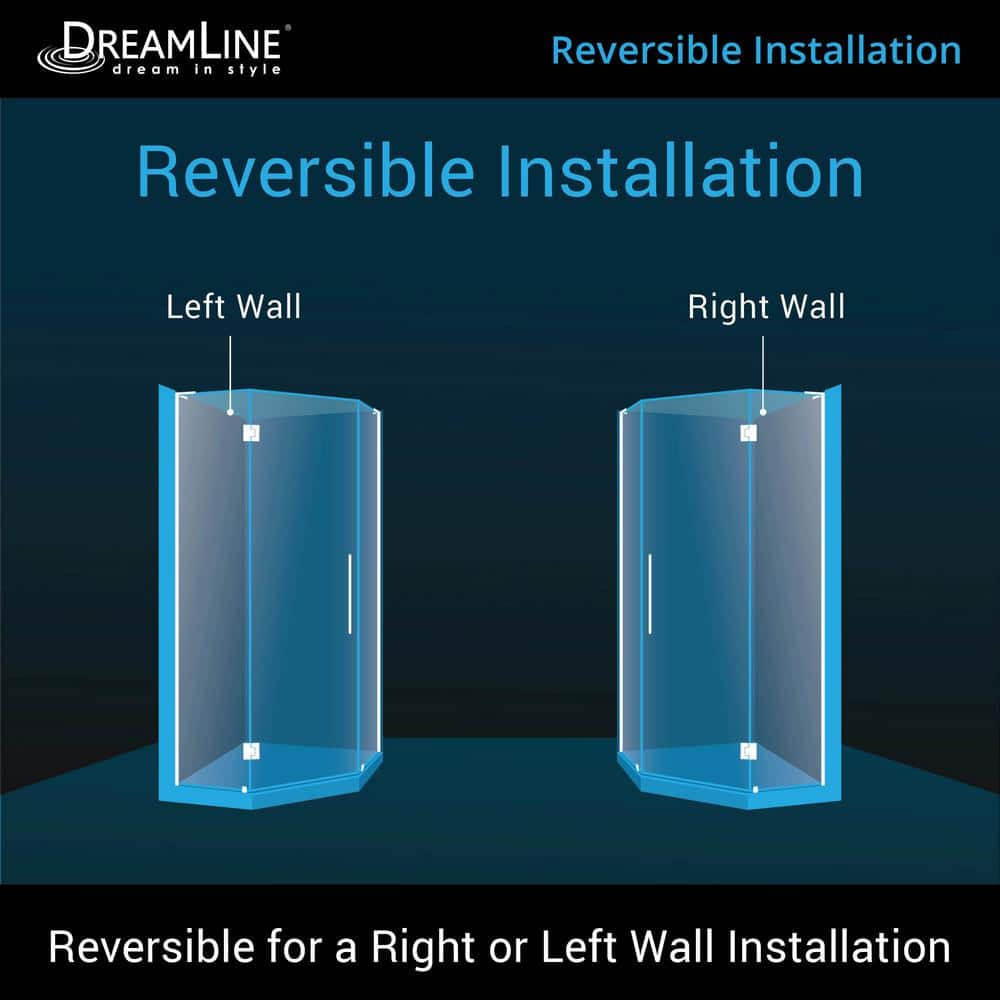 DreamLine Prism 36" x 72" Frameless Neo-Angle Pivot Shower Enclosure in Black