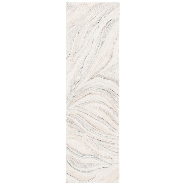 Metro 2 ft. x 10 ft. Ivory/Gray Arbor Swirl Runner Rug