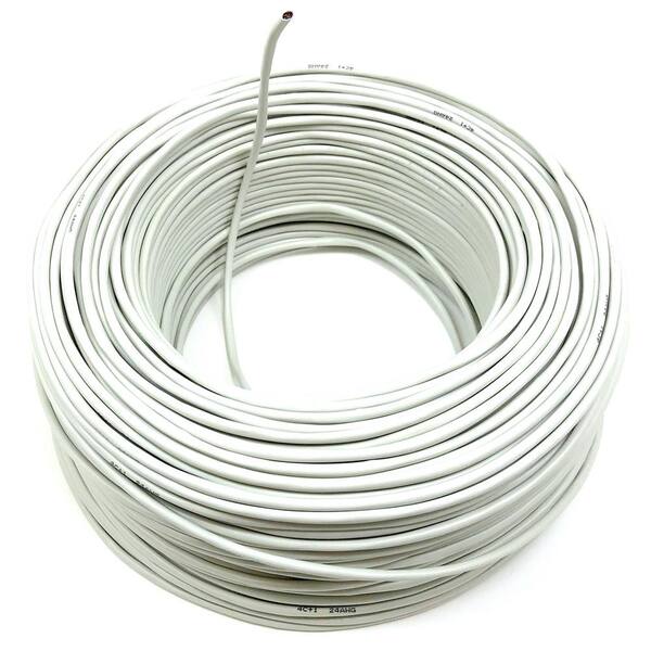 2 Rolls 500' ft 22-4 GA 4 Conductor Solid Security LED Wire Cable White 