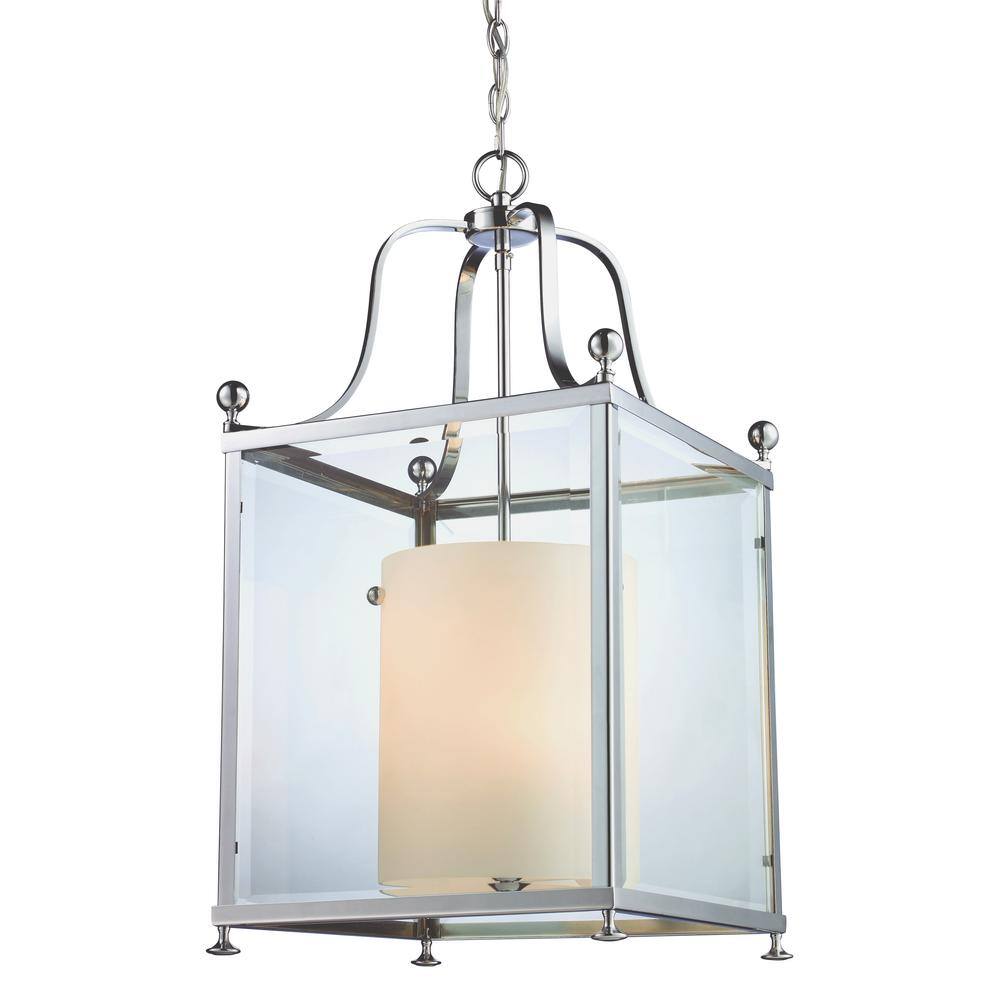 Fairview 60-Watt 6 Light Chrome Shaded Pendant Light With Clear Beveled and