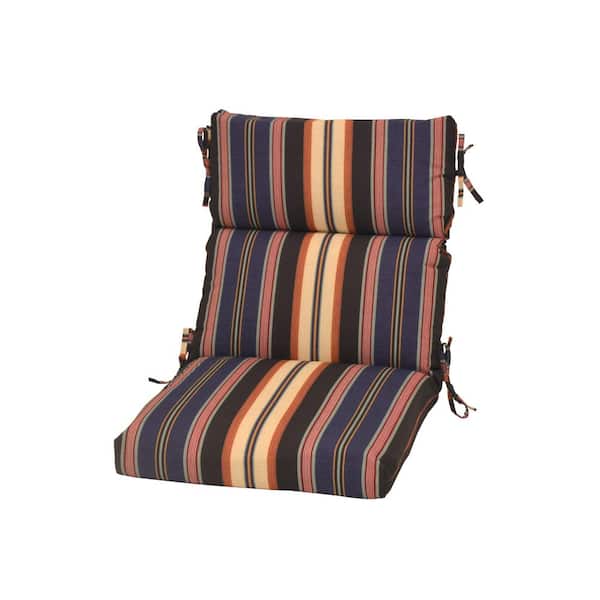 Hampton Bay Caprice Stripe Outdoor High Back Dining Chair Cushion