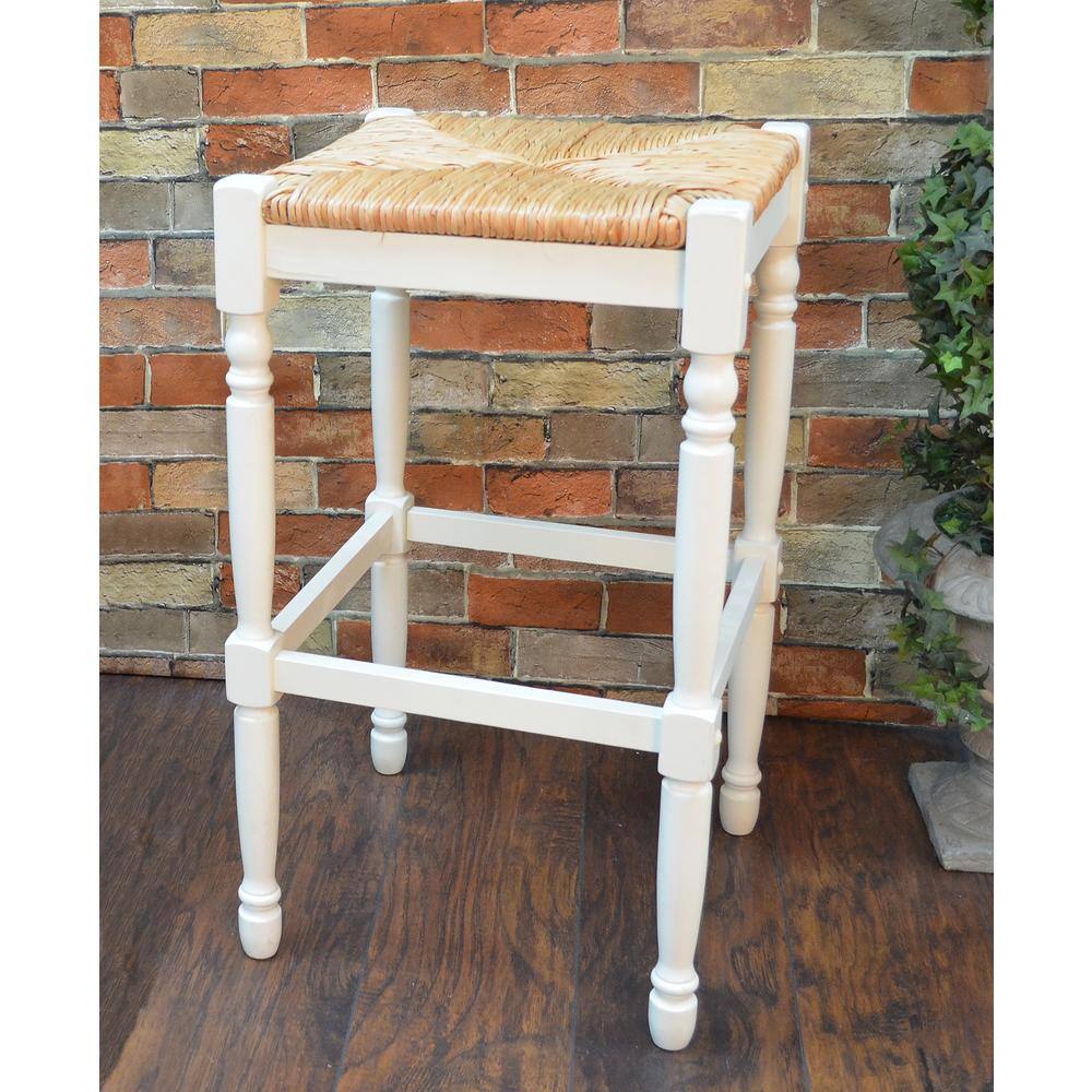 Covington Classic White Wood 29" Rustic Farmhouse Bar Stool