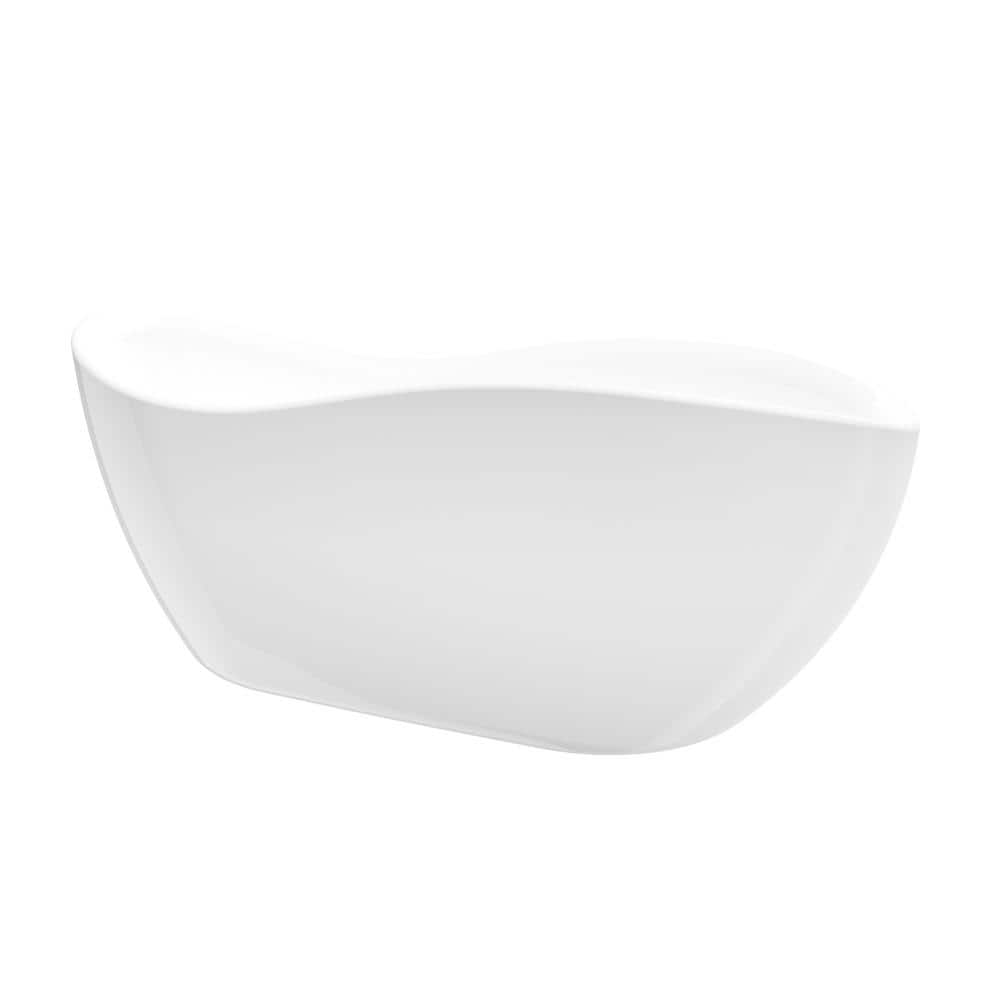 68-Inch White Acrylic Freestanding Oval Bathtub