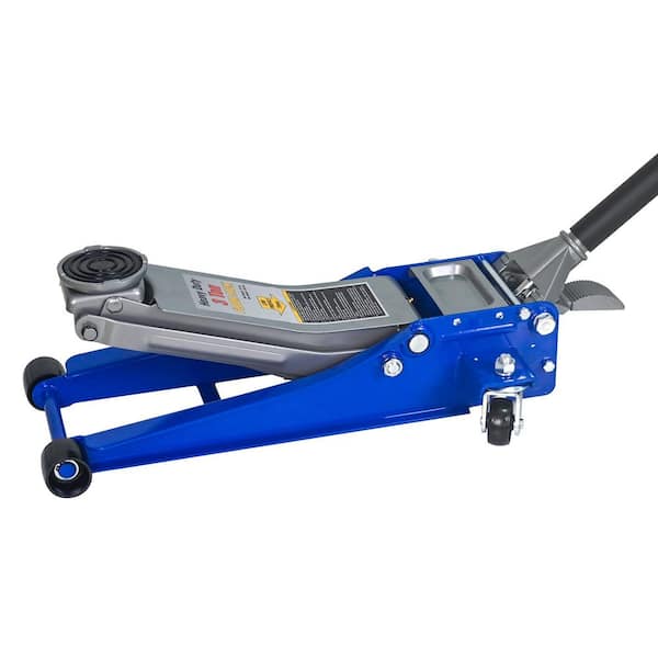 3T(6,600 lb.) Heavy Duty Horizontal Double Pump Floor Jack (with Foot Pedal), and Steel Racing Floor Jack