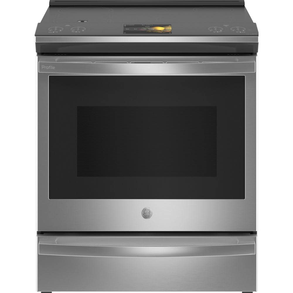 GE Profile 30 in. 5 Burner Element Smart Slide-In Induction Range with Self-Cleaning Convection Oven in Stainless Steel