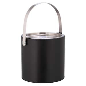 Sydney 3 qt. Black Ice Bucket with Brushed Chrome Arch Handle and Bridge Cover