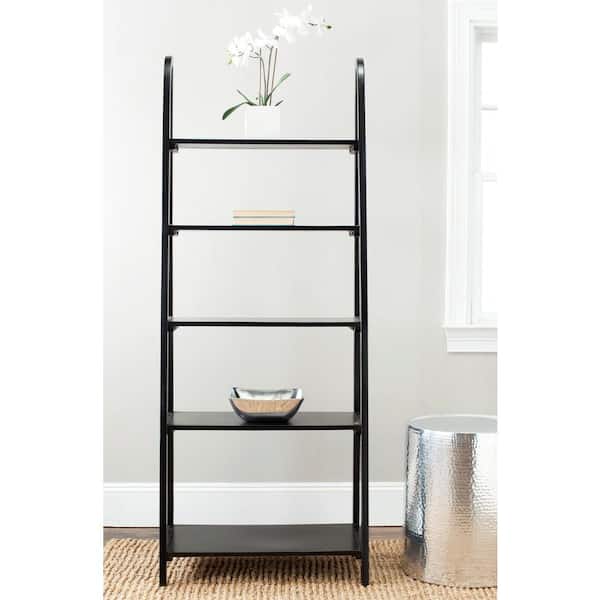 Albert 72.2 in. Black Wood 5-shelf Bookcase
