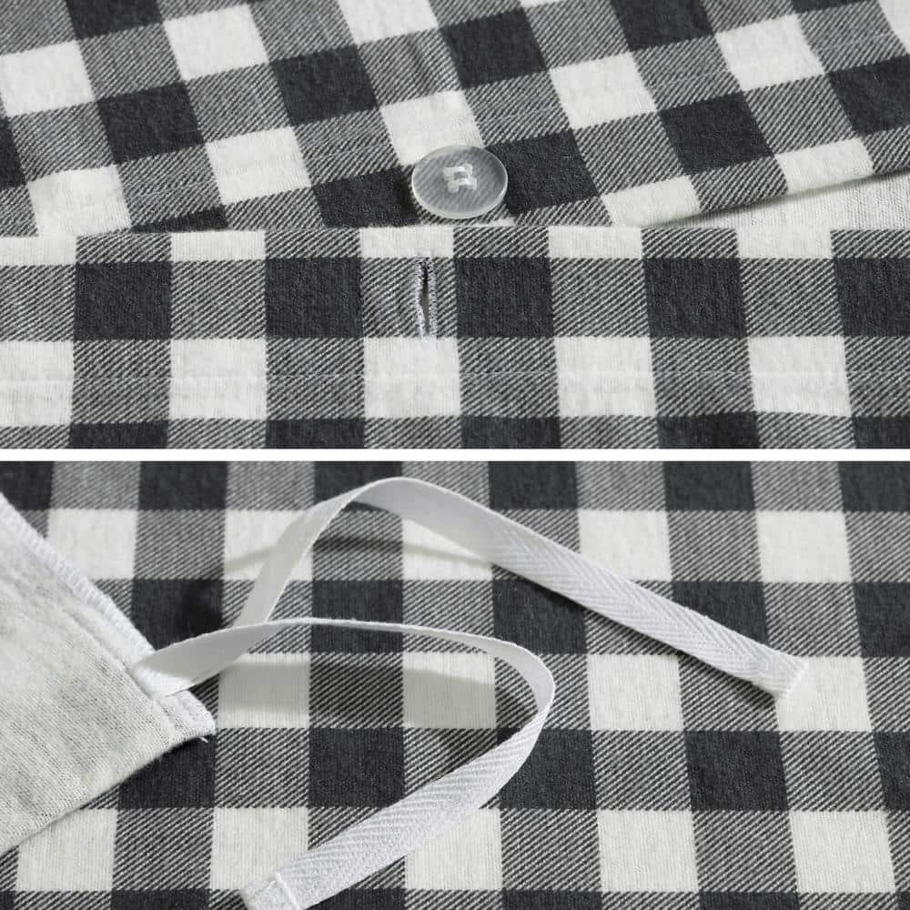 Preston Gray Plaid Cotton Flannel Twin Duvet Cover Set