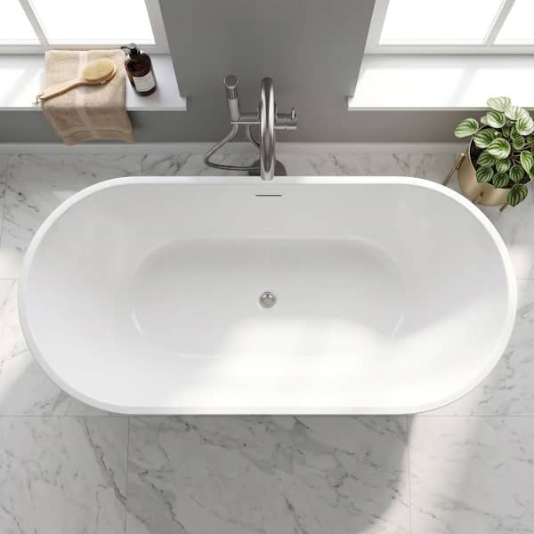 ANZZI Chand 67 in. x 32 in. Flat Bottom Freestanding Soaking