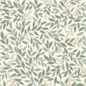 Willowberry Sage Green Metallic Non-Pasted Wallpaper