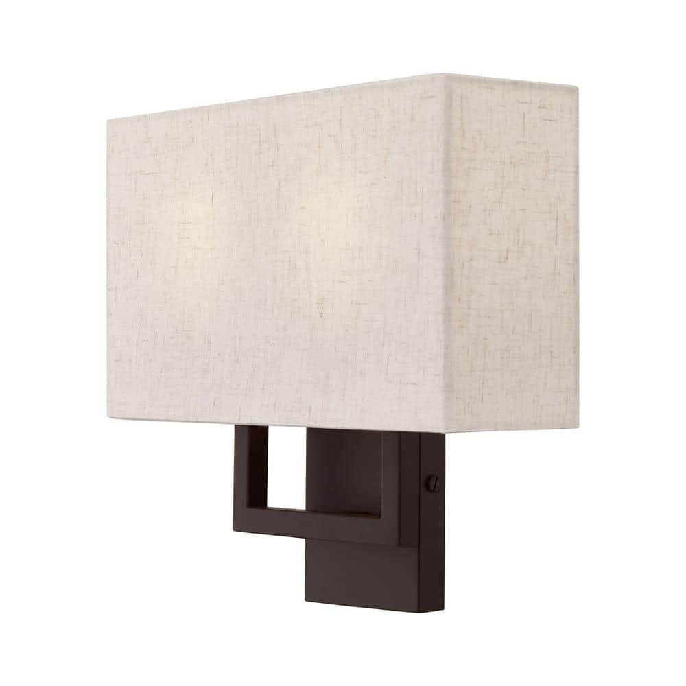 Pierson Bronze 2-Light ADA Compliant Wall Sconce with Oatmeal Shade