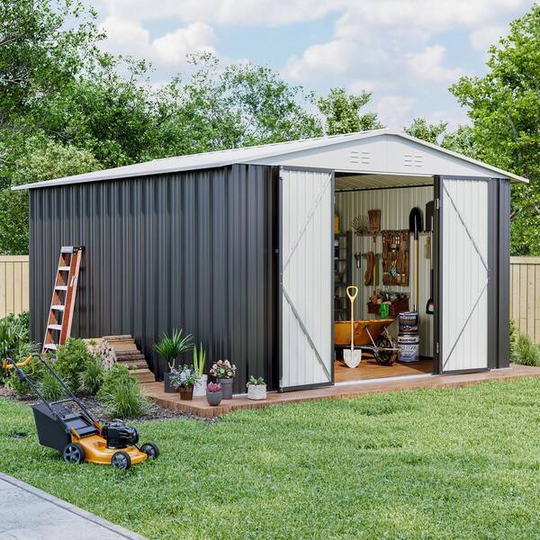VIWAT 10 ft. W x 12 ft. D Outdoor Metal Shed Storage with Updated