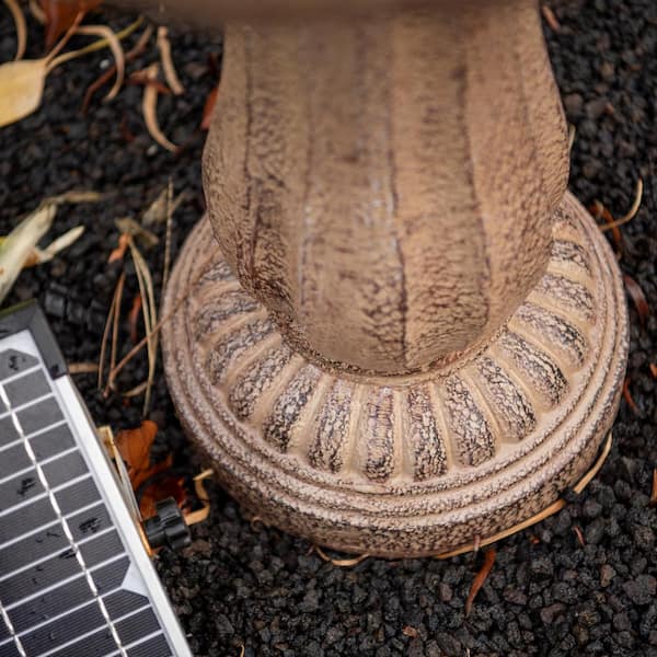 39" Solar Water Fountain, 2-Tier, Outdoor, Sand Stone Resin, With Solar Panel & Solar Pump for Home Garden Yard Decor