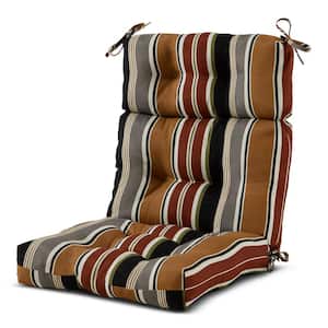 22 in. x 44 in. Outdoor High Back Dining Chair Cushion in Brick Stripe