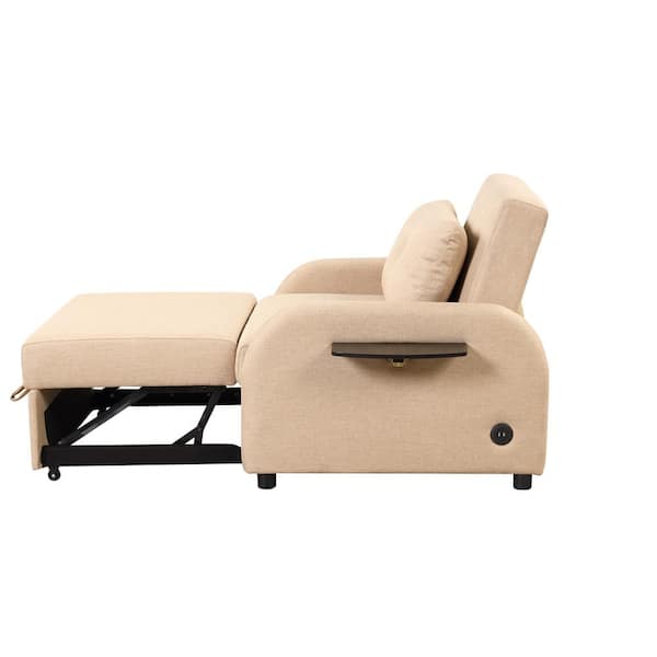 Harper & Bright Designs 2-in-1 Beige Linen Sofa Bed Chair, Convertible  Sleeper Chair Bed PP282398AAB - The Home Depot